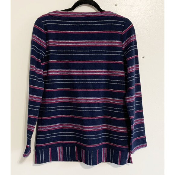 Talbots Womens Small Knit Sweater Stripe Purple Pink Long Sleeve Casual Preppy - Picture 9 of 10